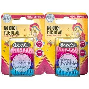 2X Invisibobble Crayola No-Ouch Hair Rings - 5 Count Per Pack For Kids & Infants